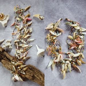 Vintage handmade multi pale colors shell choker